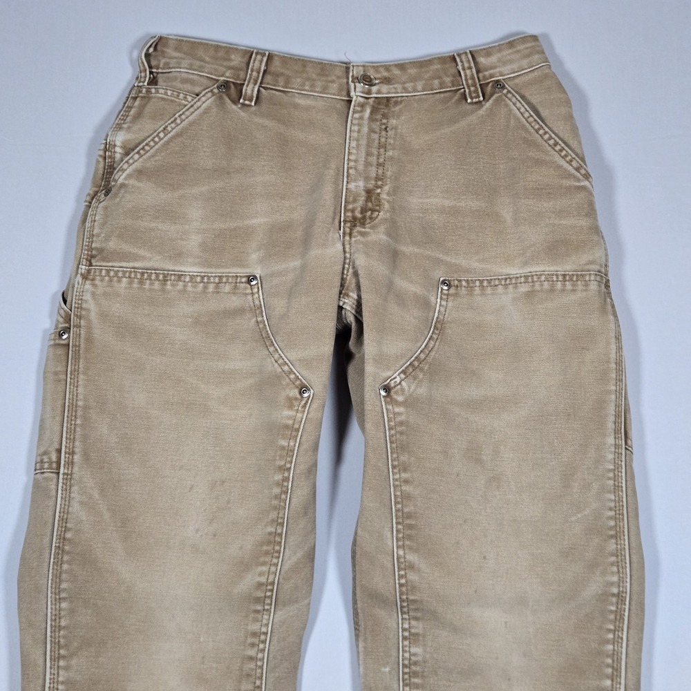 Vintage Carhartt Women's 10x34 Double Knee Canvas Pants Faded Tan WB136 - Picture 2 of 16